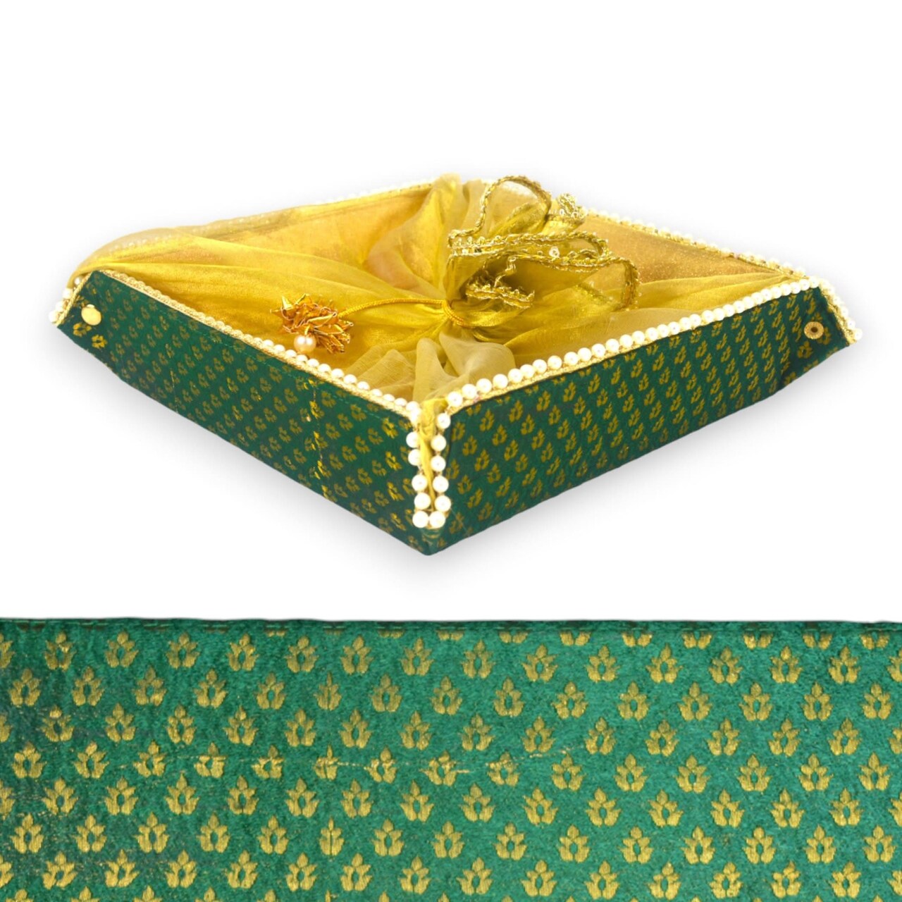 2ct Gift Basket Indian Mithai Box Brocade Jewelry Organizer Box for Shagun Return Gifts Traditional Style Sweets Box Wedding Favor Housewarming Gift